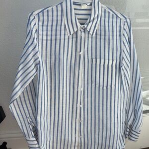 Linen Blue and White Striped Women’s Shirt